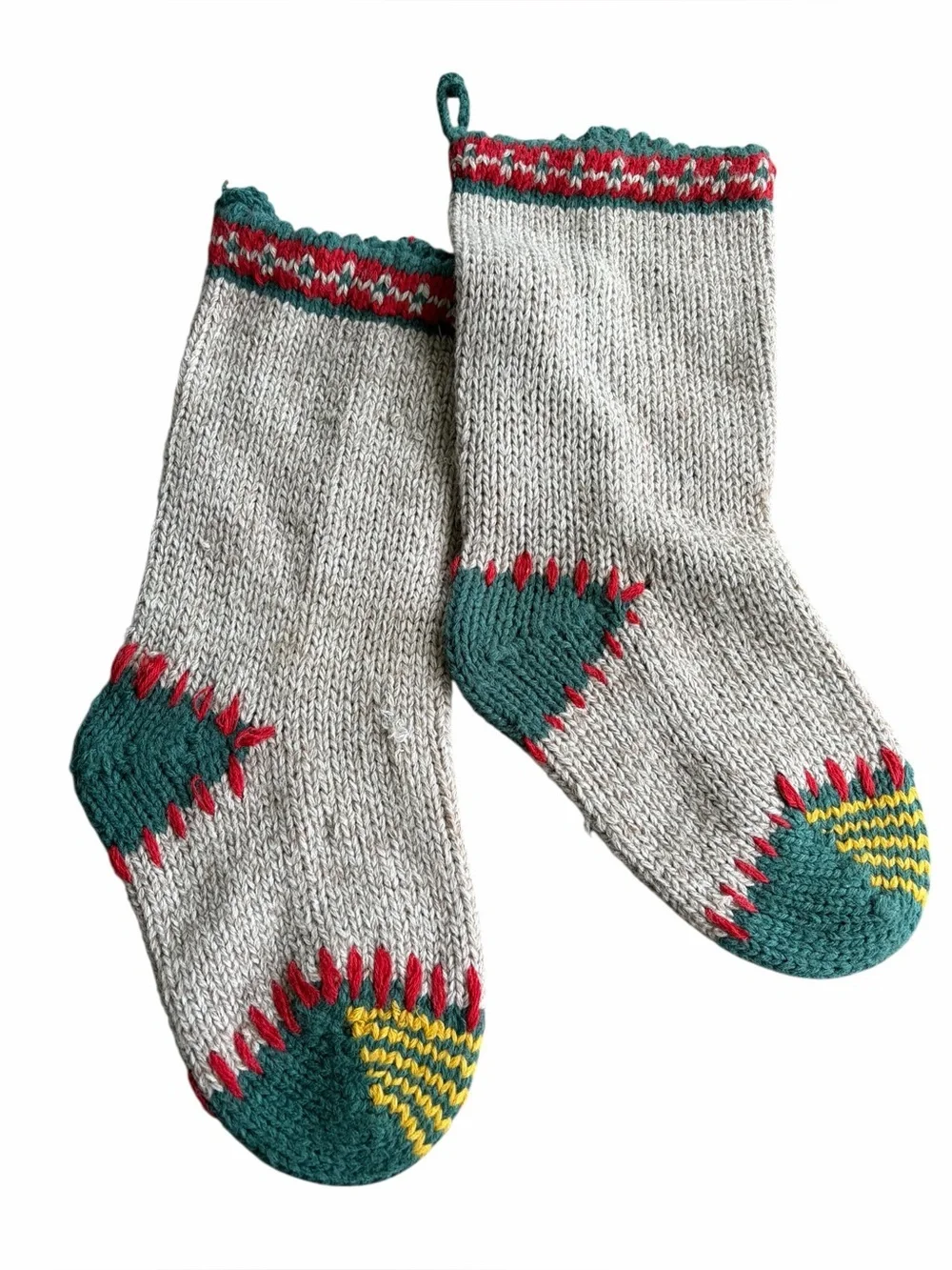 Vintage Knit  Crochet Christmas Farmhouse Mantle Stockings